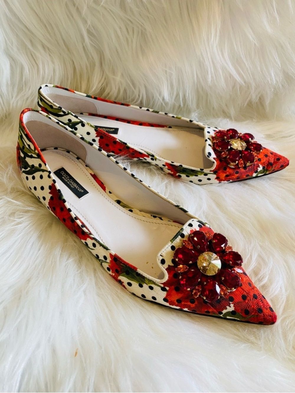 🛍️Authentic Dolce & Gabbana Taormina Crystal Embellished Flats Size 38/US 8